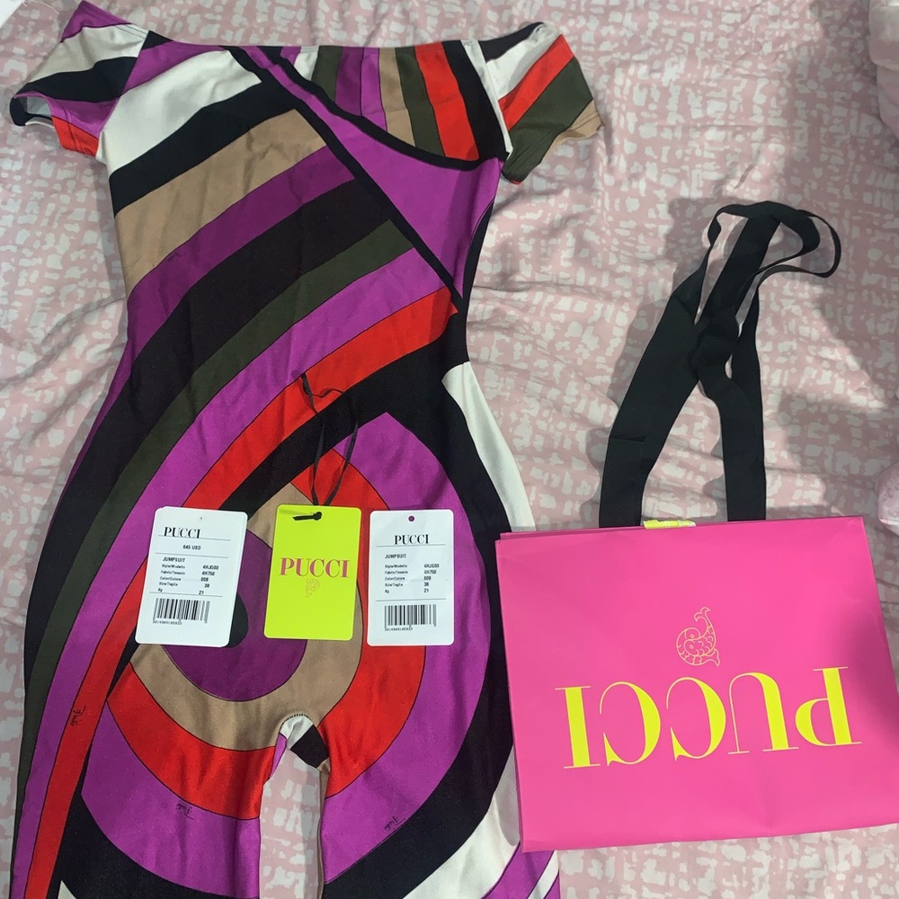 PUCCI Printed Shiny Lycra Jumpsuit Purple